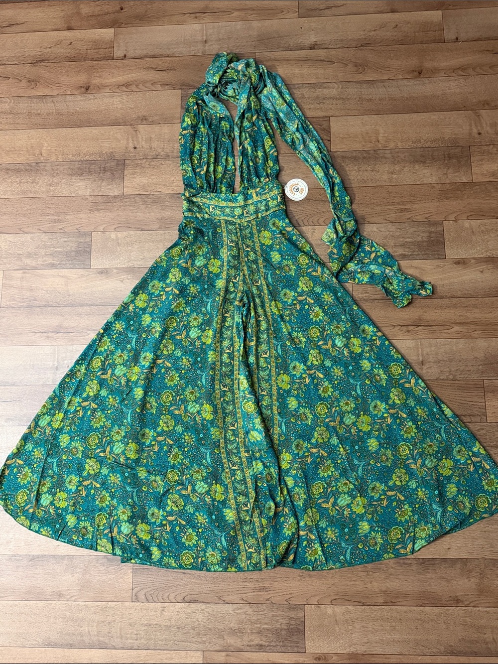 Gardenbelle Shop Size XS Hippie Bohemian Floral Wide Leg Multi Jumpsuit NWT Rare - Picture 3 of 16